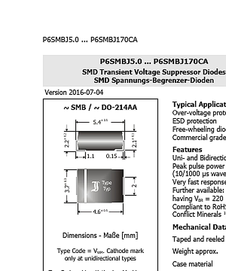 P6SMBJ7.0CA