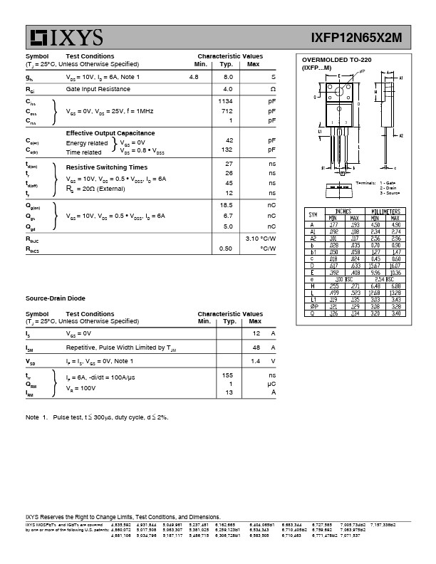 IXFP12N65X2M