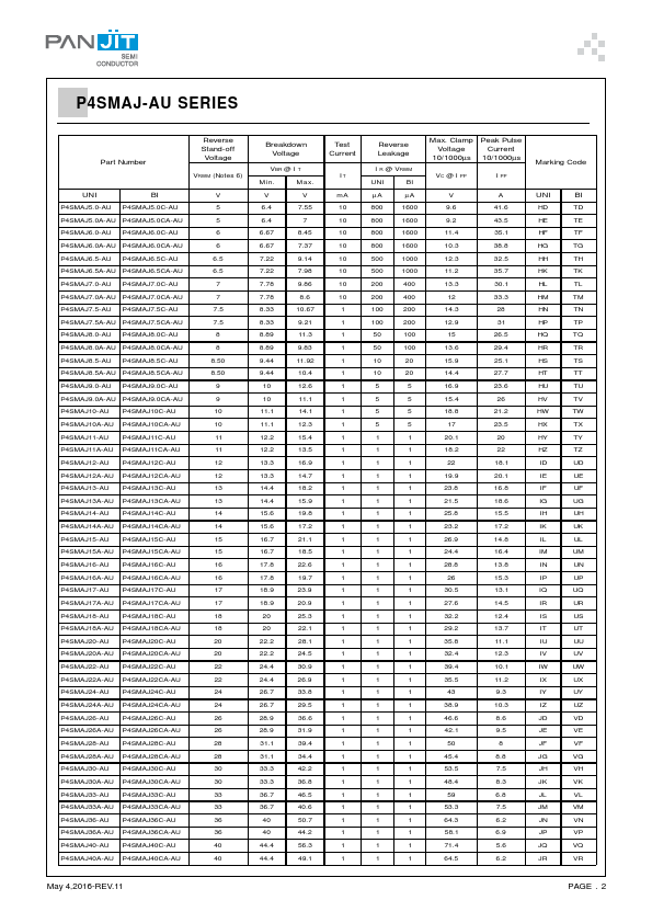 P4SMAJ16-AU