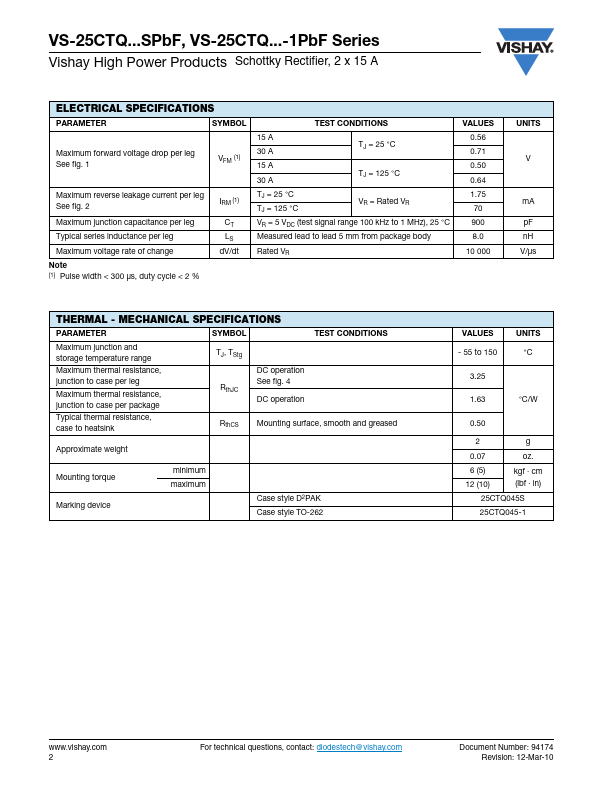 VS-25CTQ040-1PbF