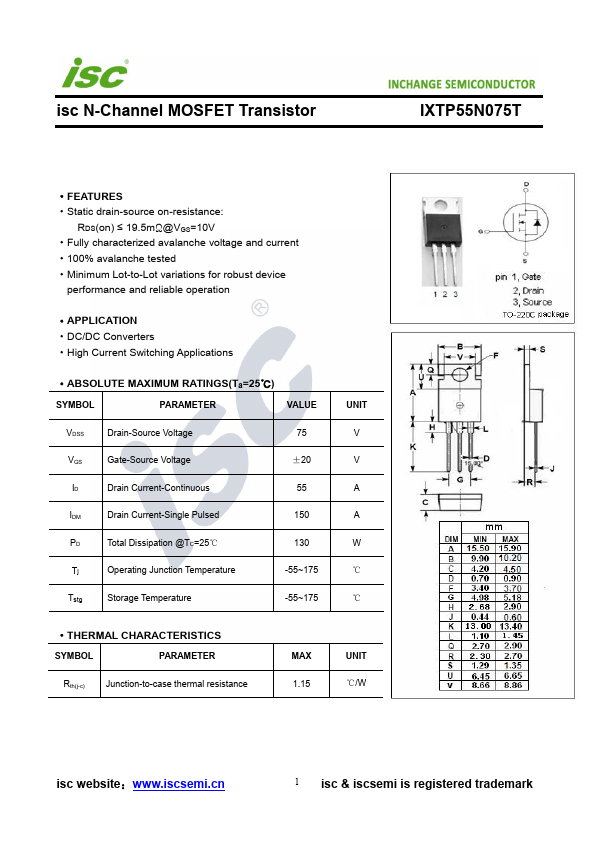 IXTP55N075T