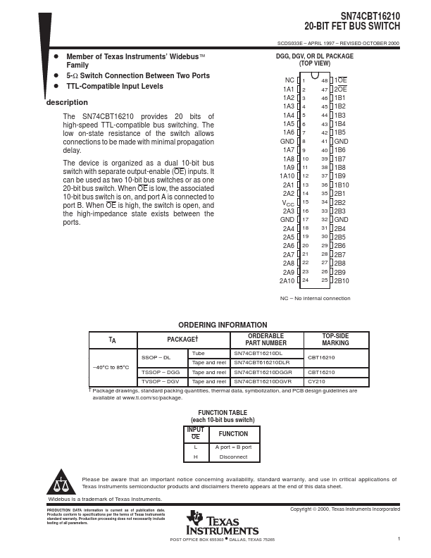 SN74CBT16210