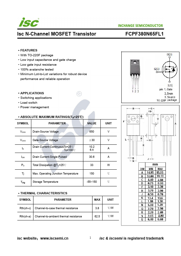 FCPF380N65FL1