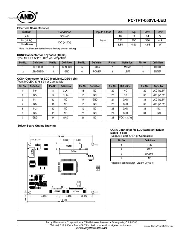 PC-TFT-050VL-LED