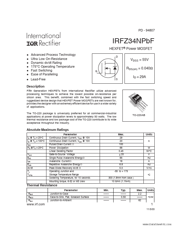 IRFZ34NPBF