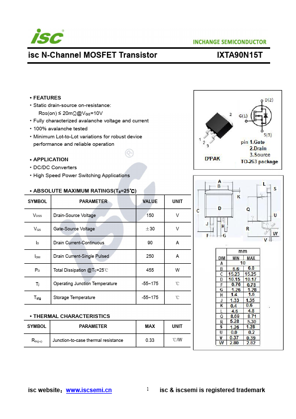 IXTA90N15T