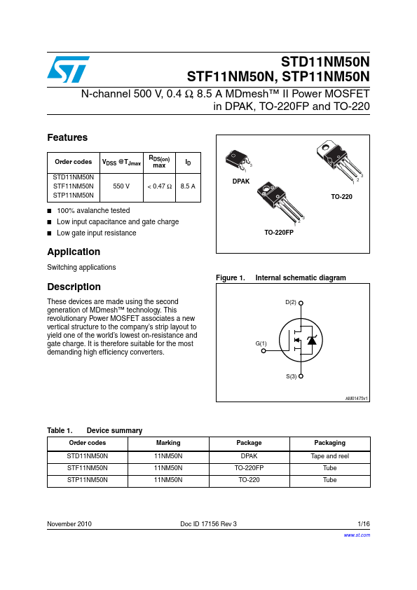 STP11NM50N