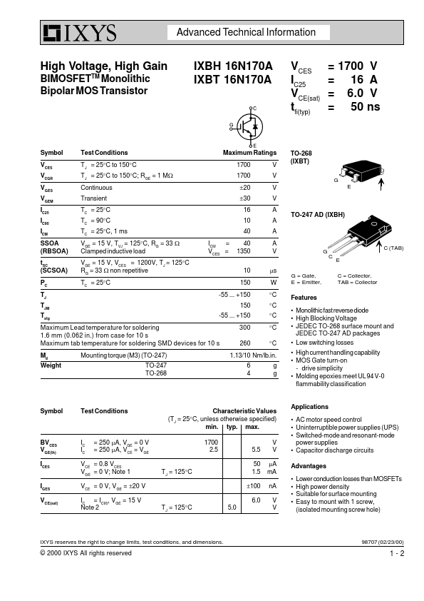 IXBH16N170A