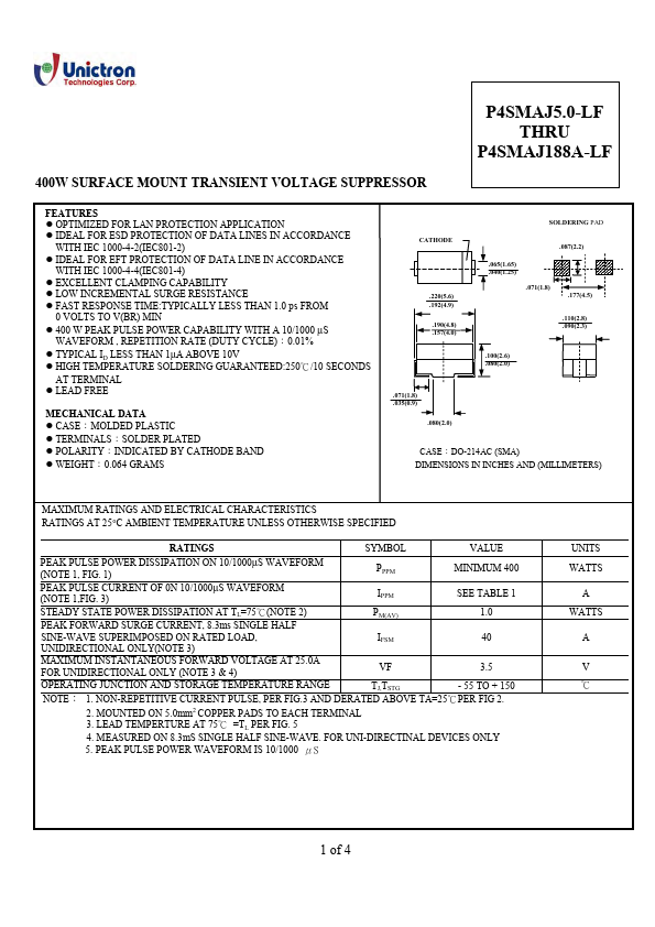 P4SMAJ8.0-LF