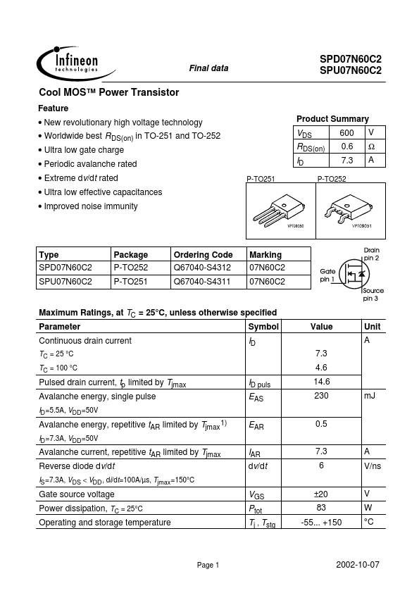 SPD07N60C2