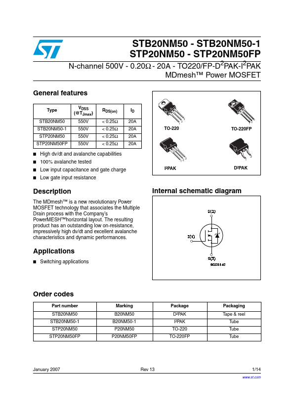 STB20NM50