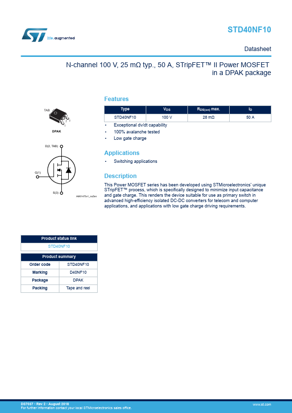 STD40NF10