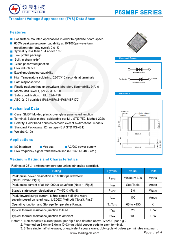 P6SMBF100A