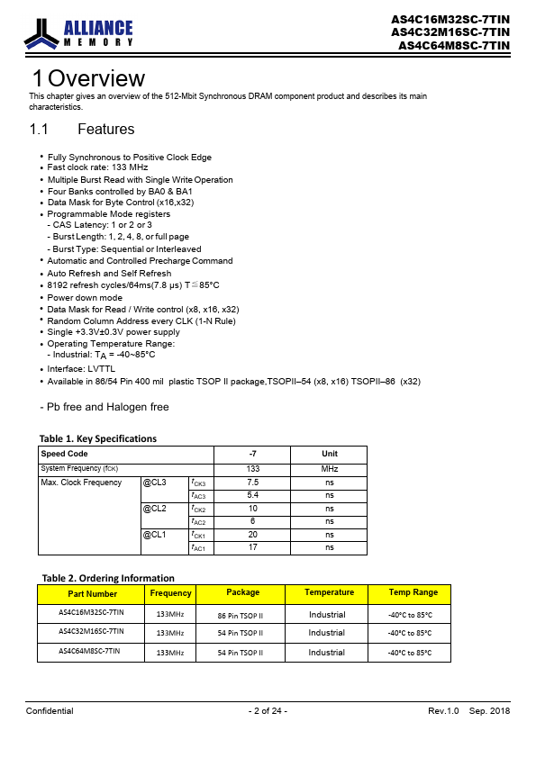 AS4C32M16SC-7TIN