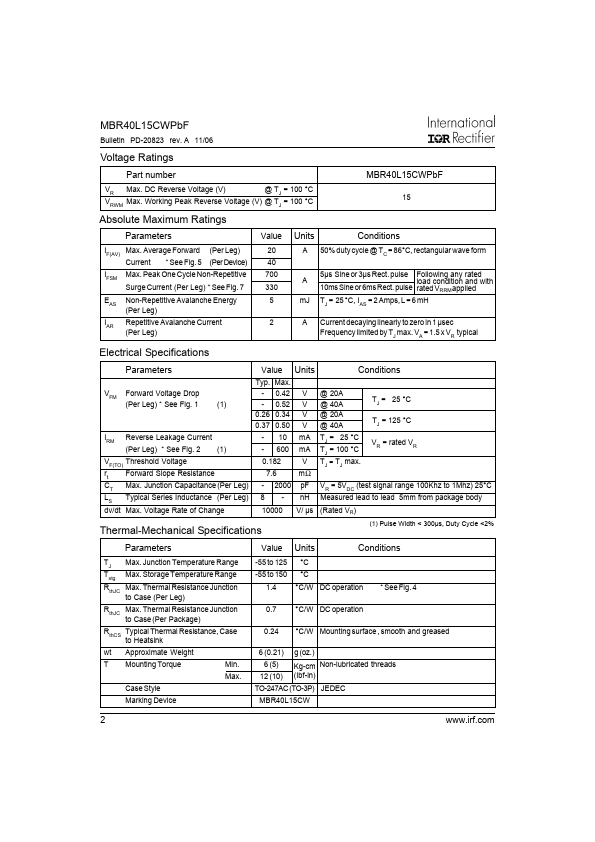 MBR40L15CWPBF