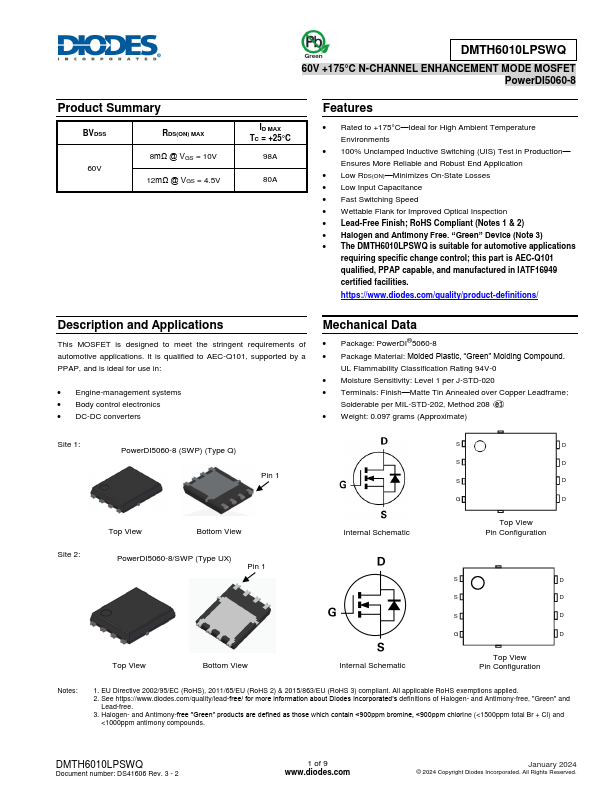 DMTH6010LPSWQ