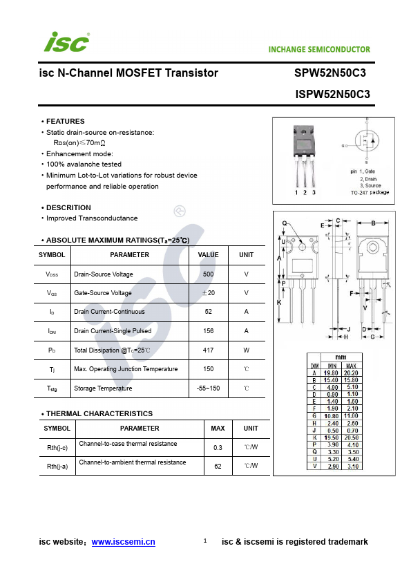 SPW52N50C3