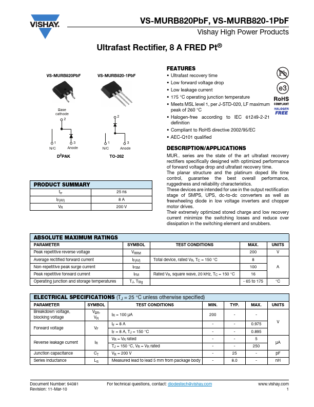 VS-MURB820PbF