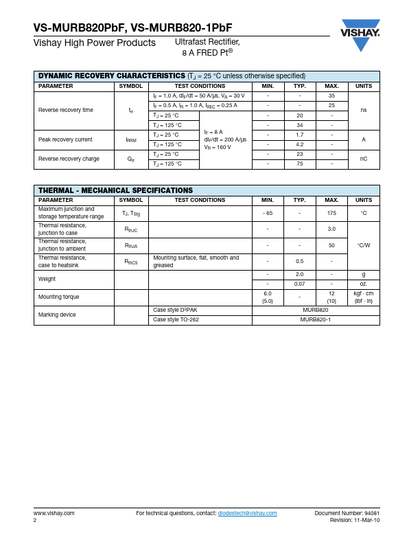 VS-MURB820PbF