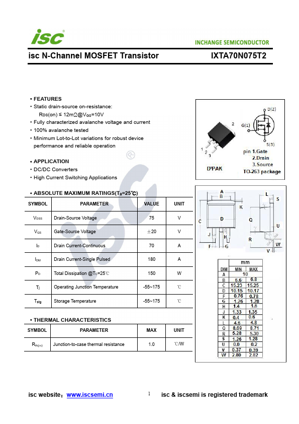 IXTA70N075T2