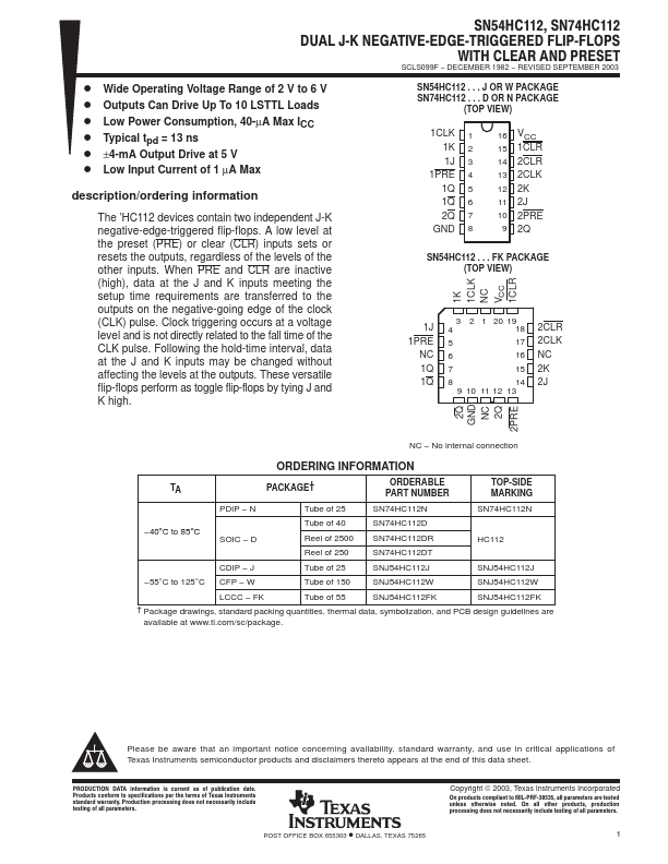 SNJ54HC112W