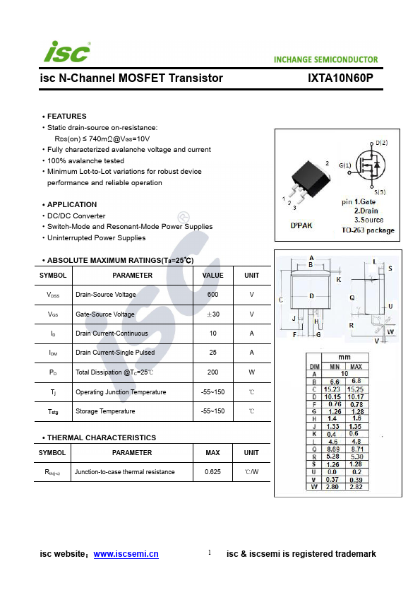 IXTA10N60P