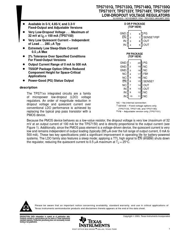 TPS7101Y