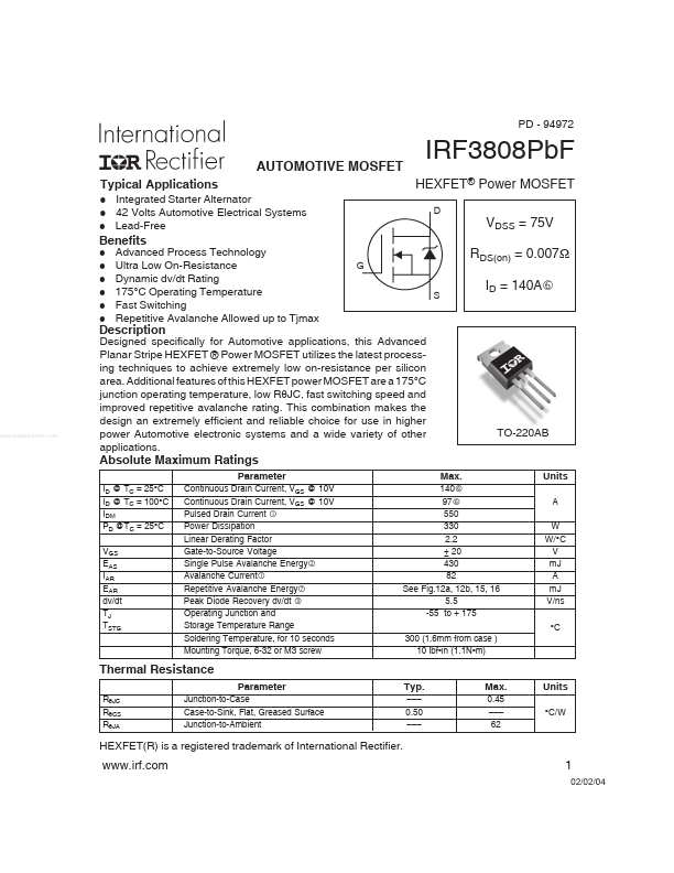 IRF3808PBF