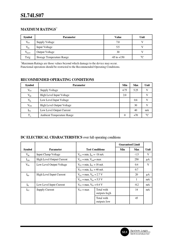 SL74LS07