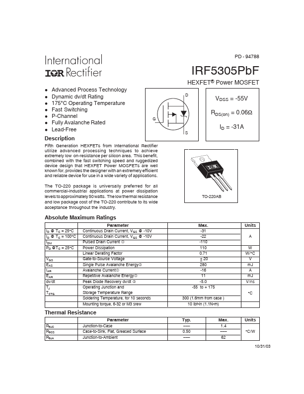 IRF5305PbF