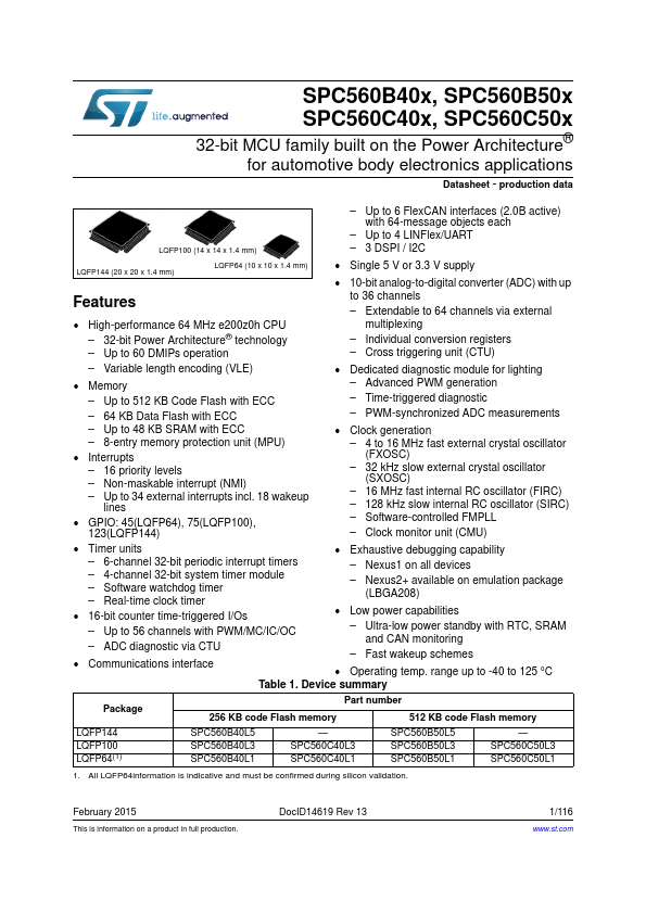 SPC560B50L5