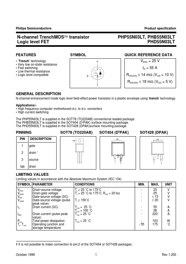 PHP55N03LT