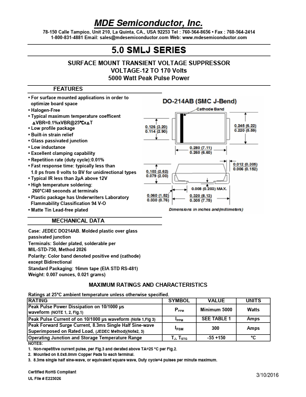 5.0SMLJ14CA