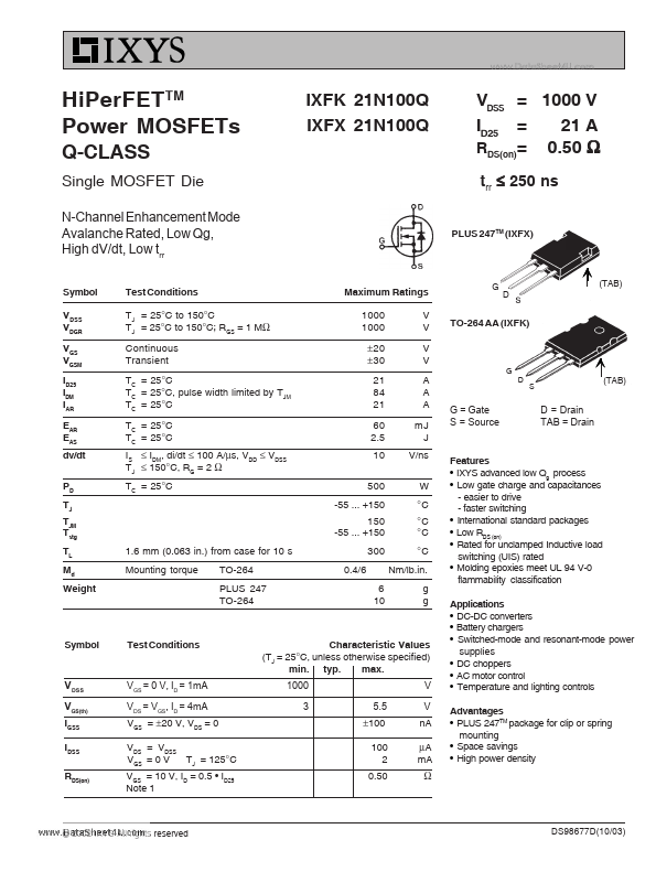 IXFK21N100Q