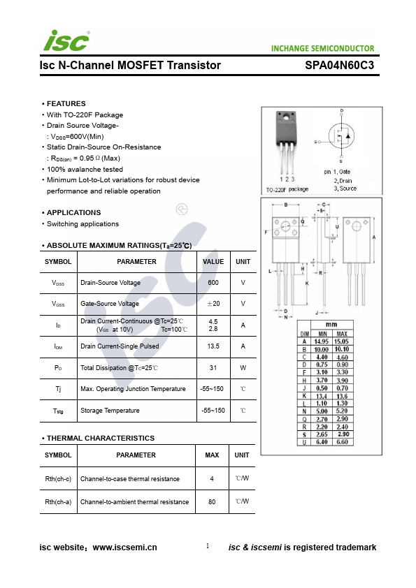 SPA04N60C3