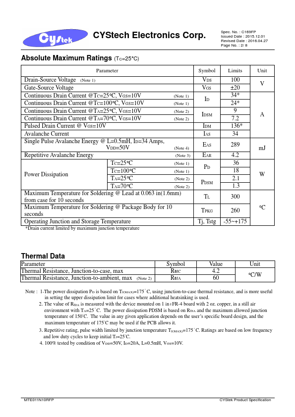 MTE011N10RFP