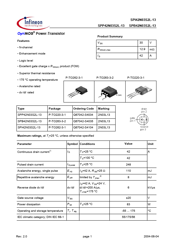 SPB42N03S2L-13