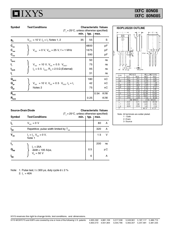 IXFC80N085