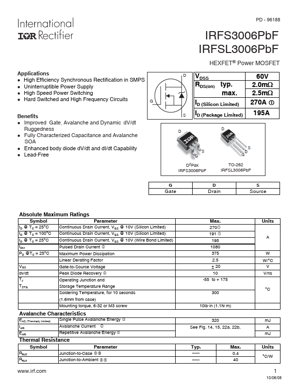 IRFS3006PbF