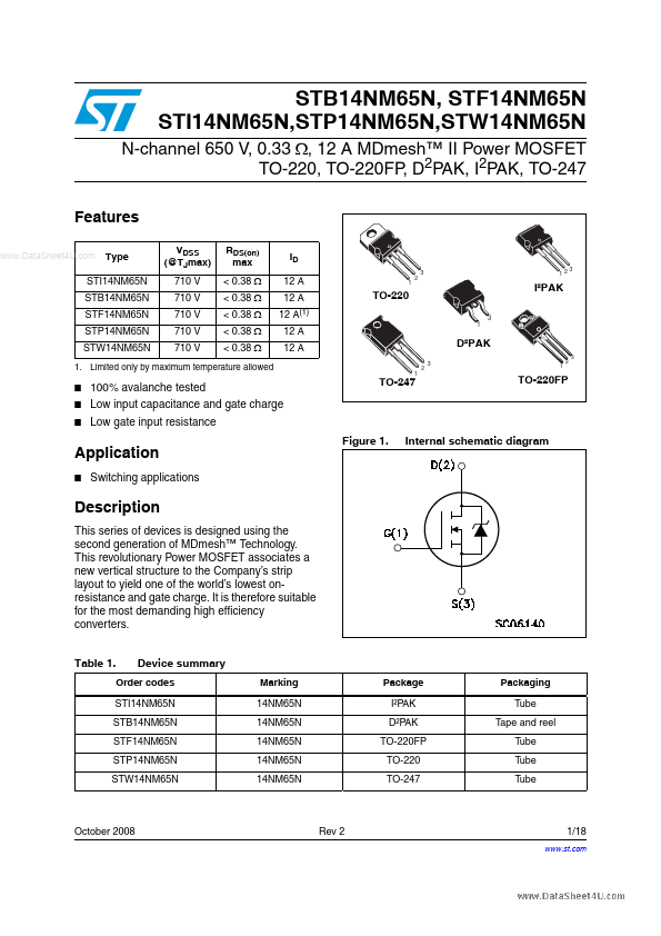 STB14NM65N