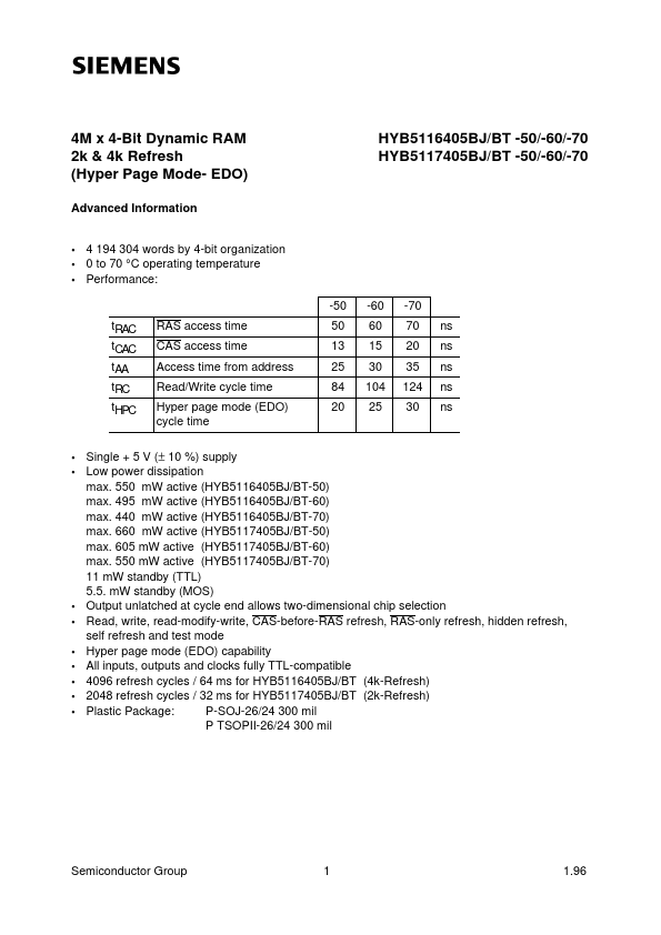 HYB5116405BT-70