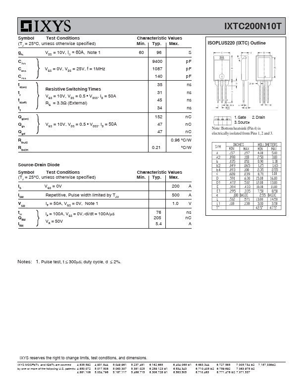 IXTC200N10T