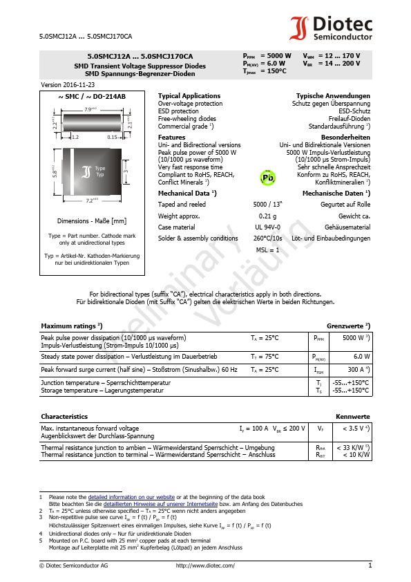 5.0SMCJ100CA