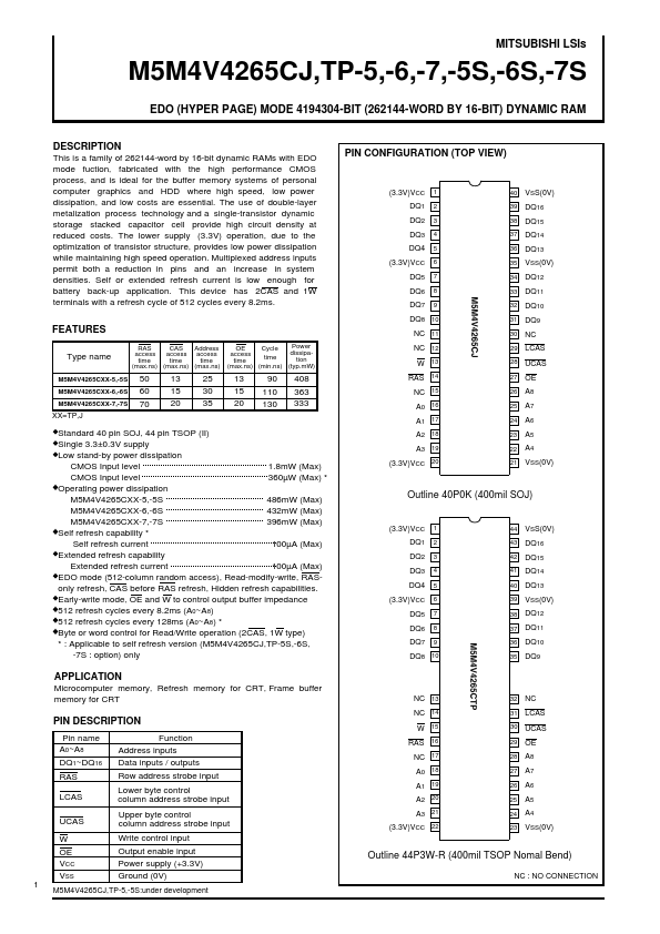 M5M4V4265CJ-7S