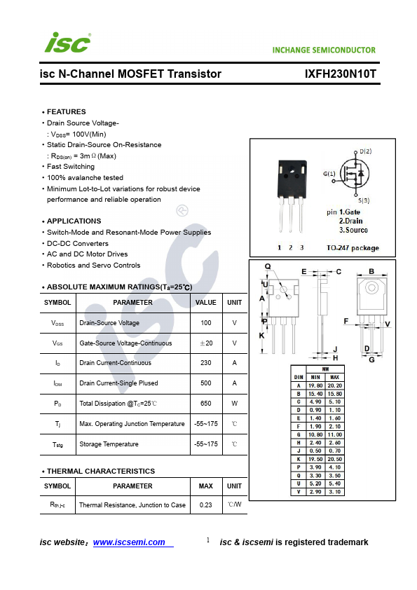 IXFH230N10T