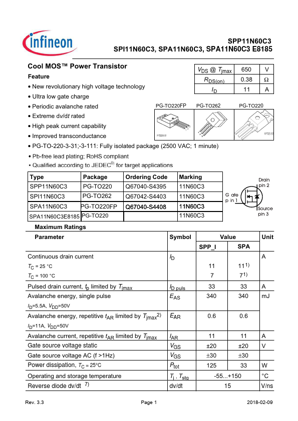 SPP11N60C3