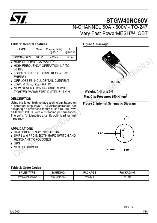 STGW40NC60V