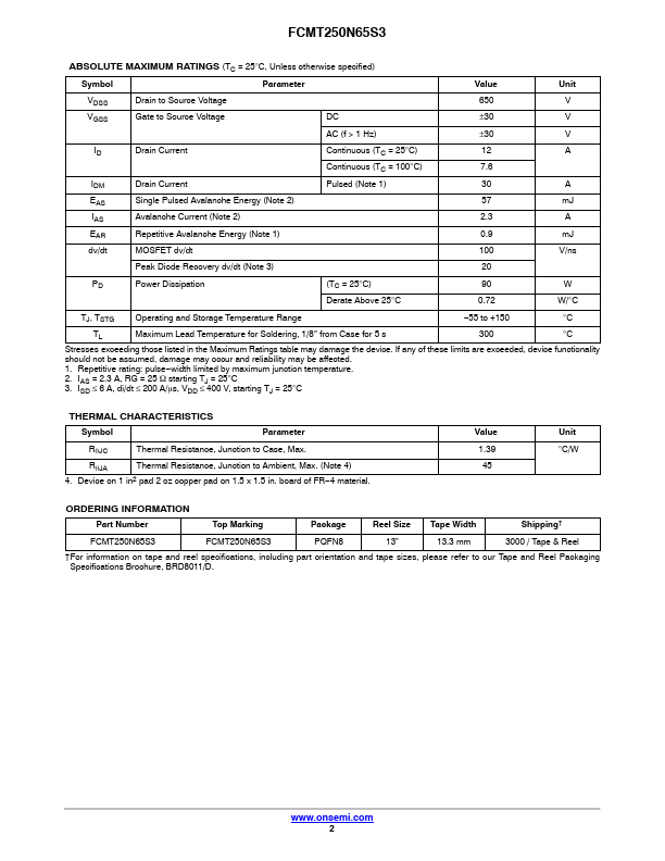 FCMT250N65S3