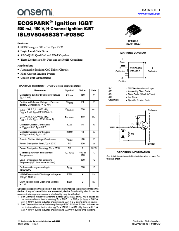 ISL9V5045S3ST-F085C