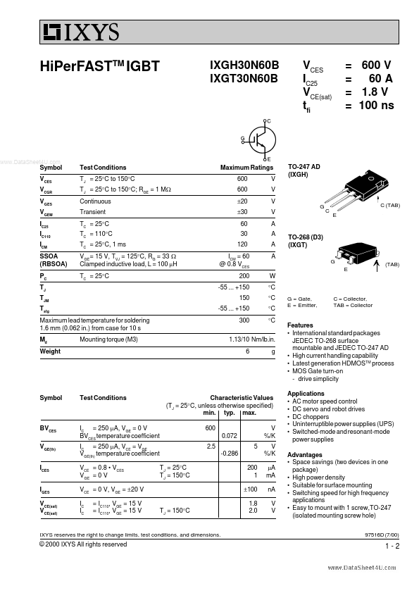 IXGT30N60B